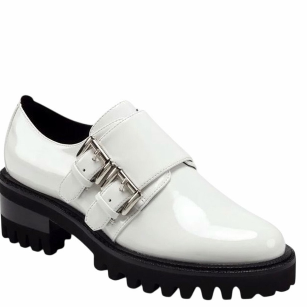 AEROSOLES/ROCKIE MONK STRAP SHOE/WHITE PATENT LEATHER/Size: 6